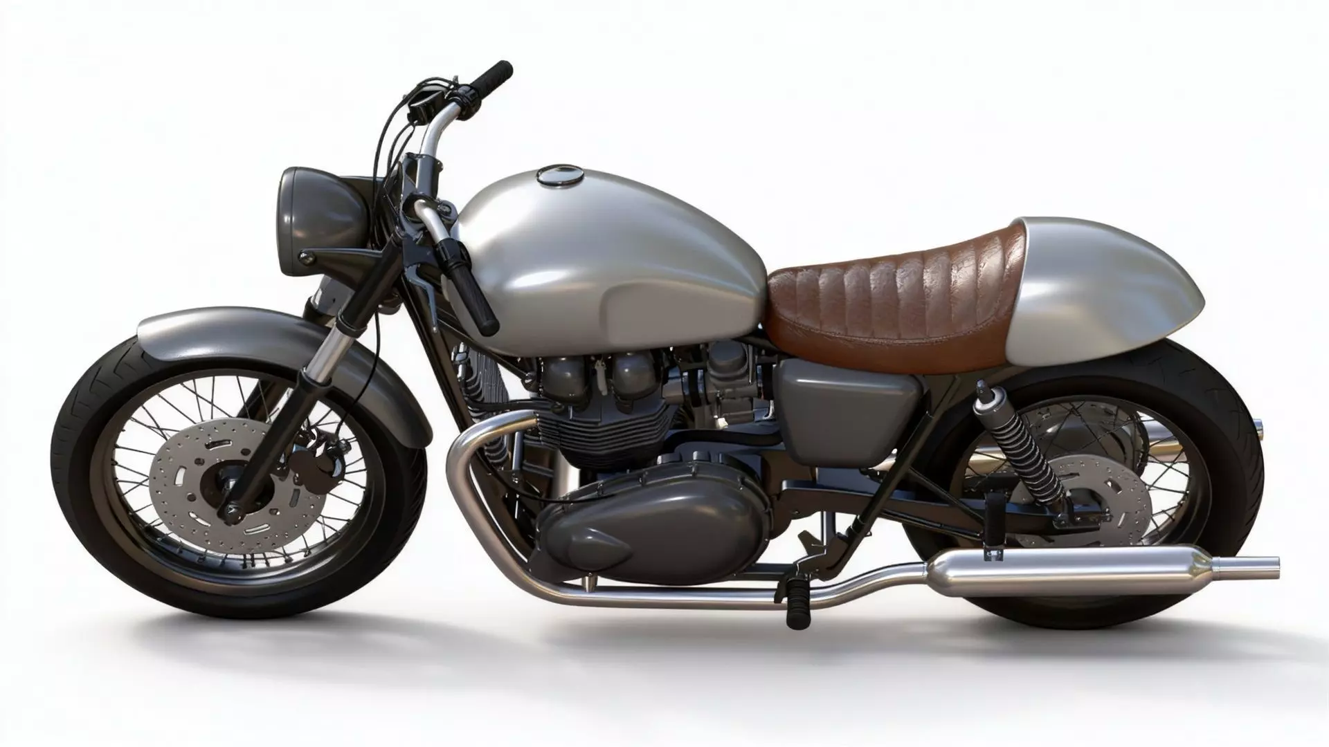 Retro Motorbike Cafe Racer 3D model_5
