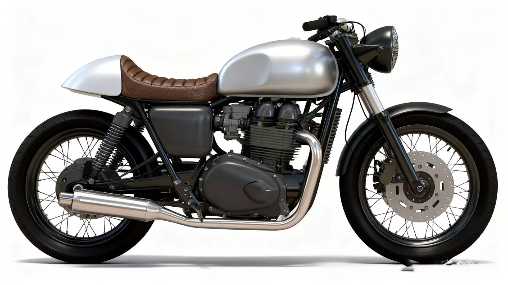 Retro Motorbike Cafe Racer 3D model_4