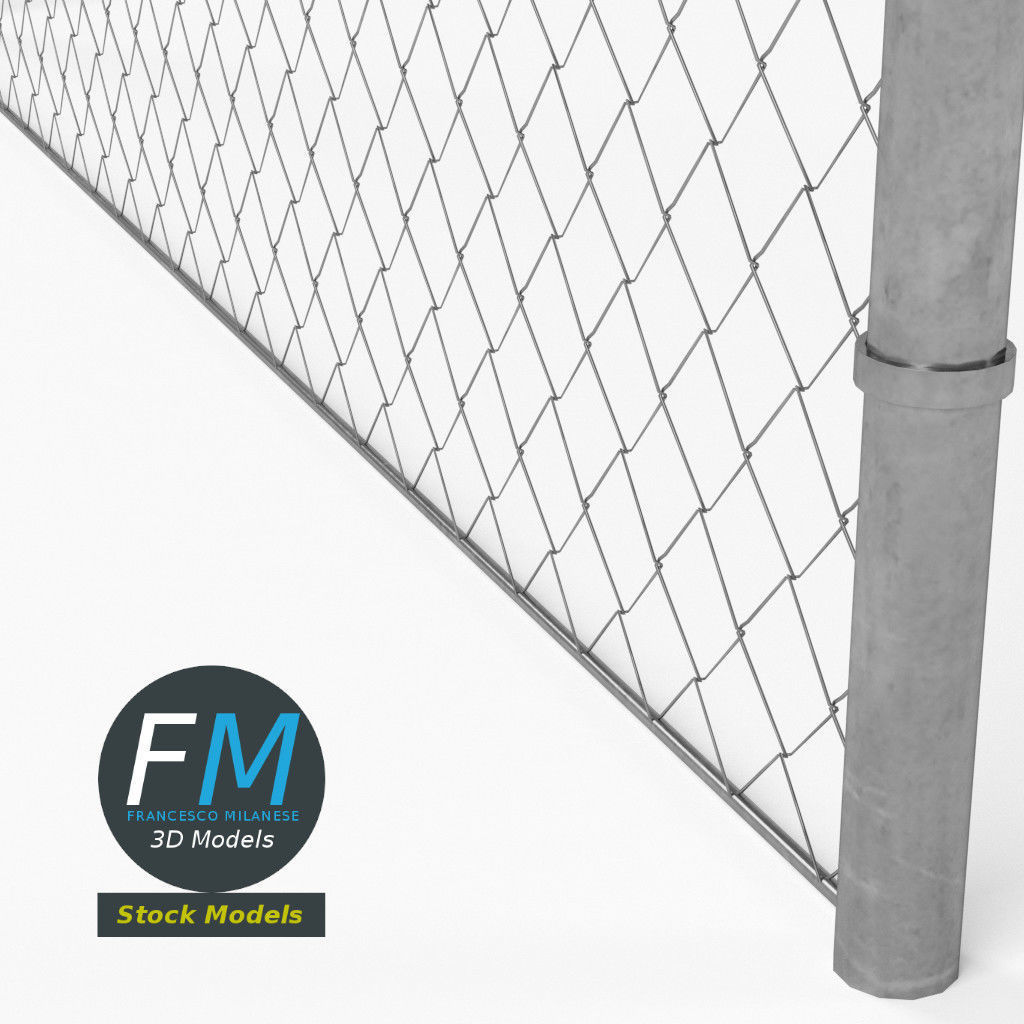 Wire fence module 3D model_5