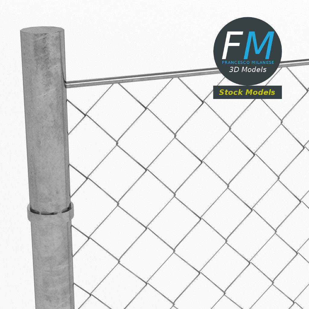Wire fence module 3D model_3