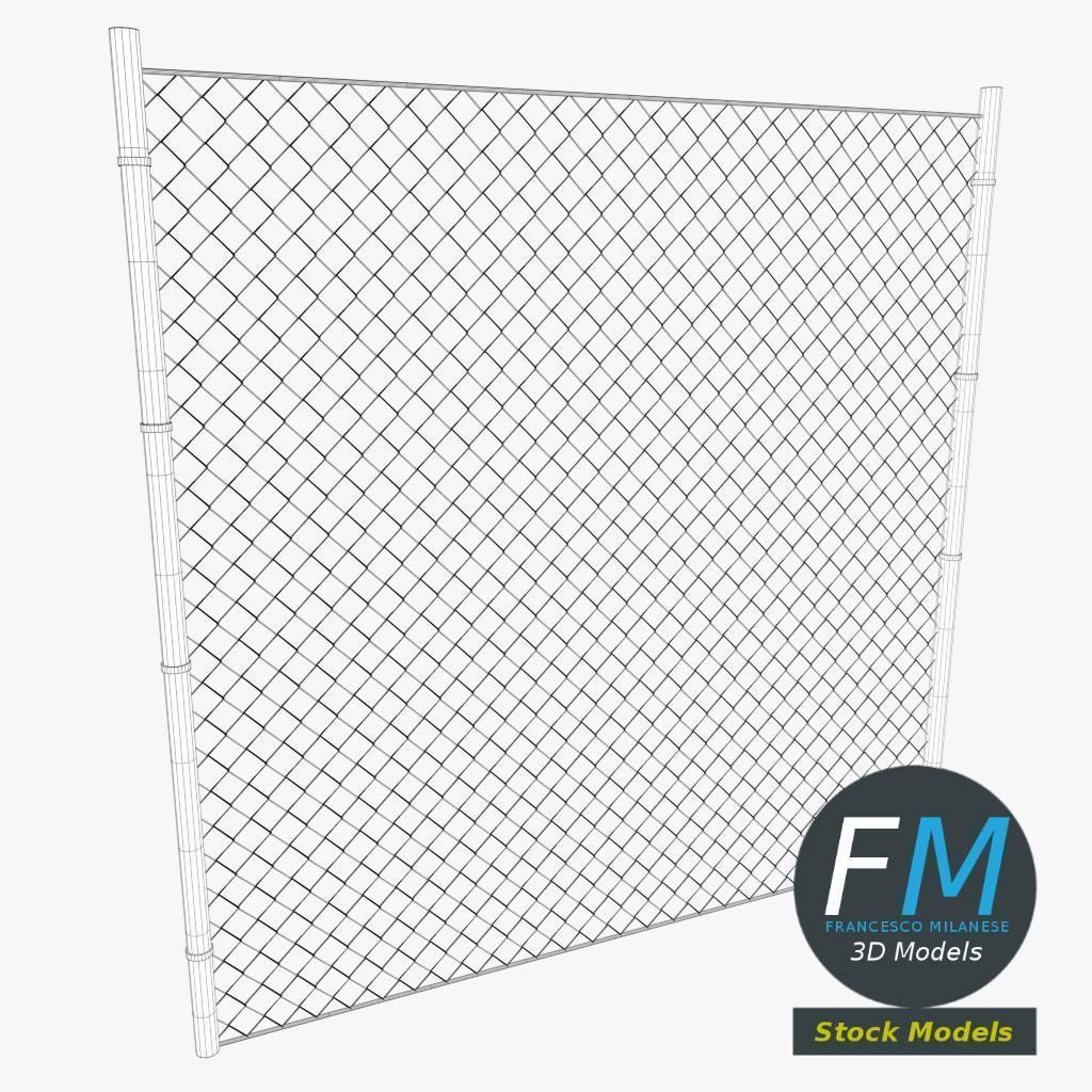 Wire fence module 3D model_7