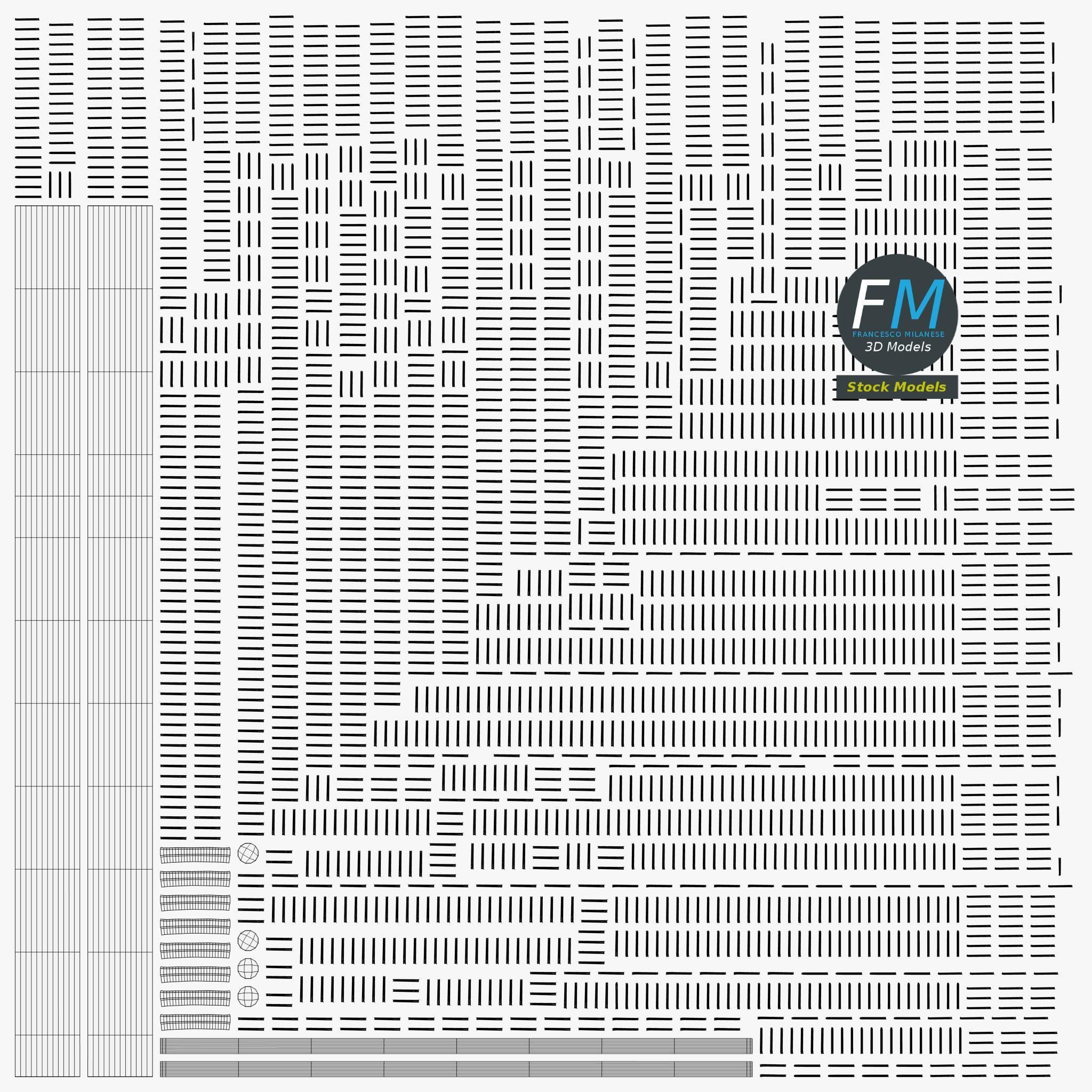 Wire fence module 3D model_11