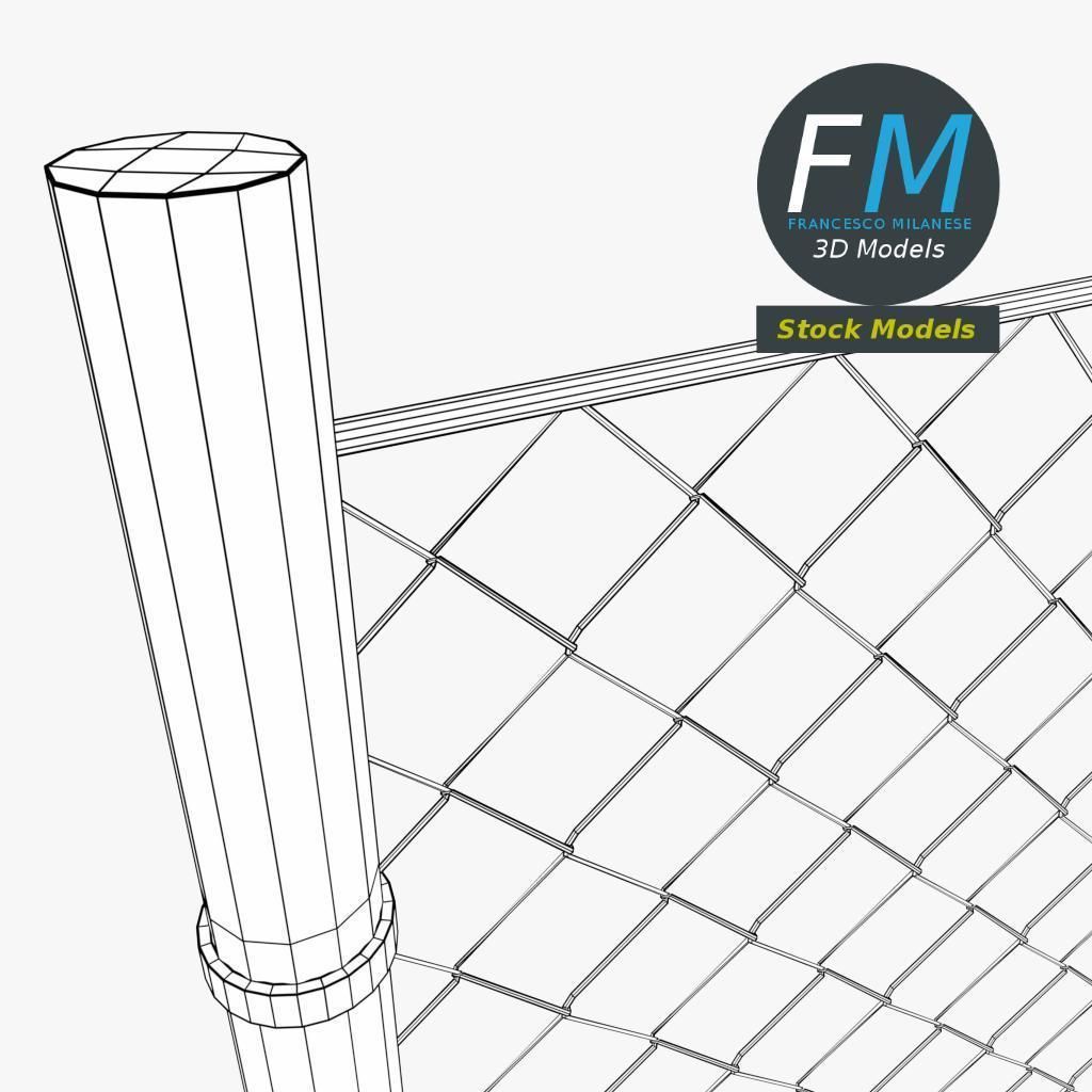 Wire fence module 3D model_8