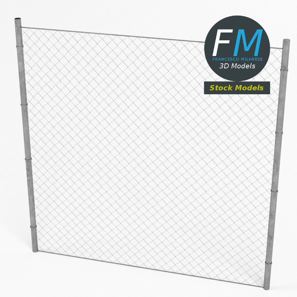 Wire fence module 3D model_2