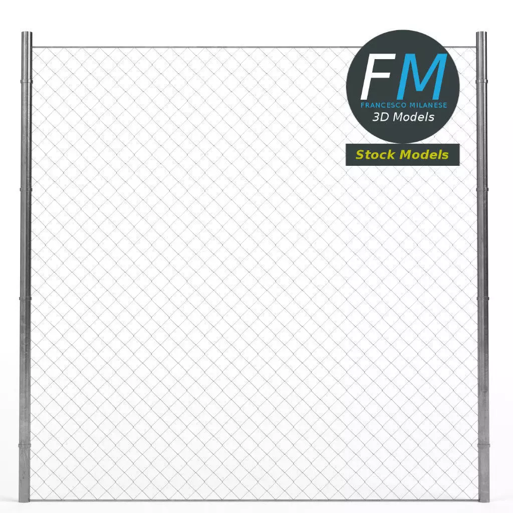 Wire fence module 3D model_0