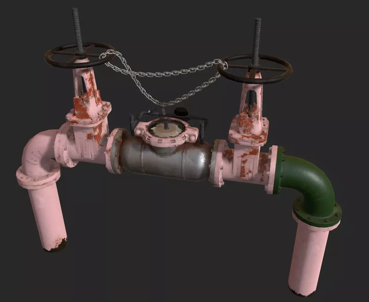 Backflow Prevention Device - Utilities - Environment asset Low-poly 3D model_0