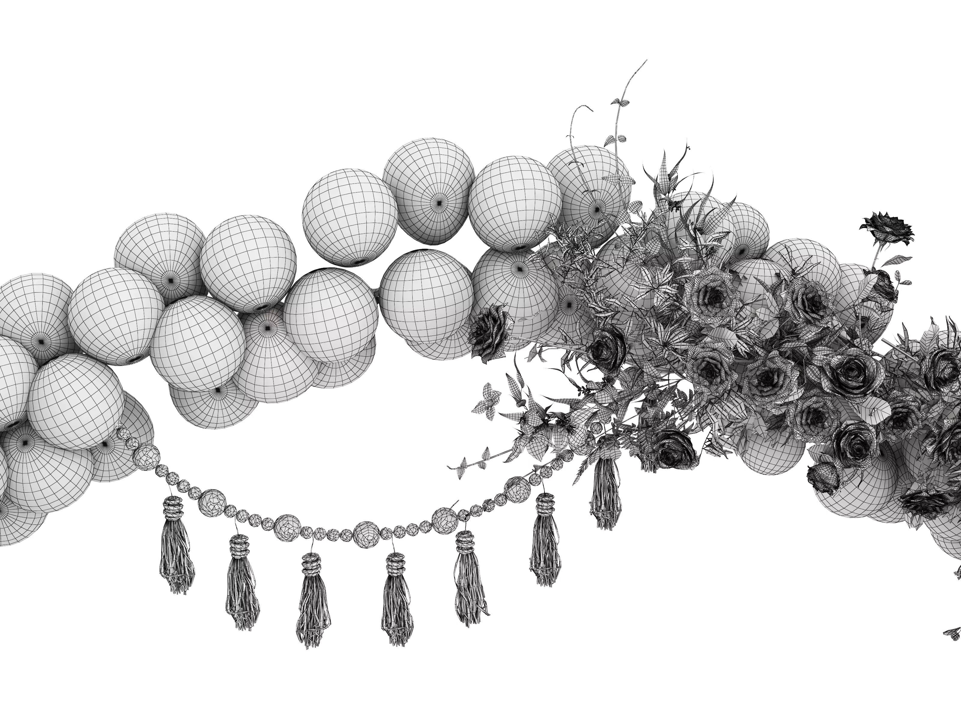 Party Balloons and Letters Low-poly 3D model_19