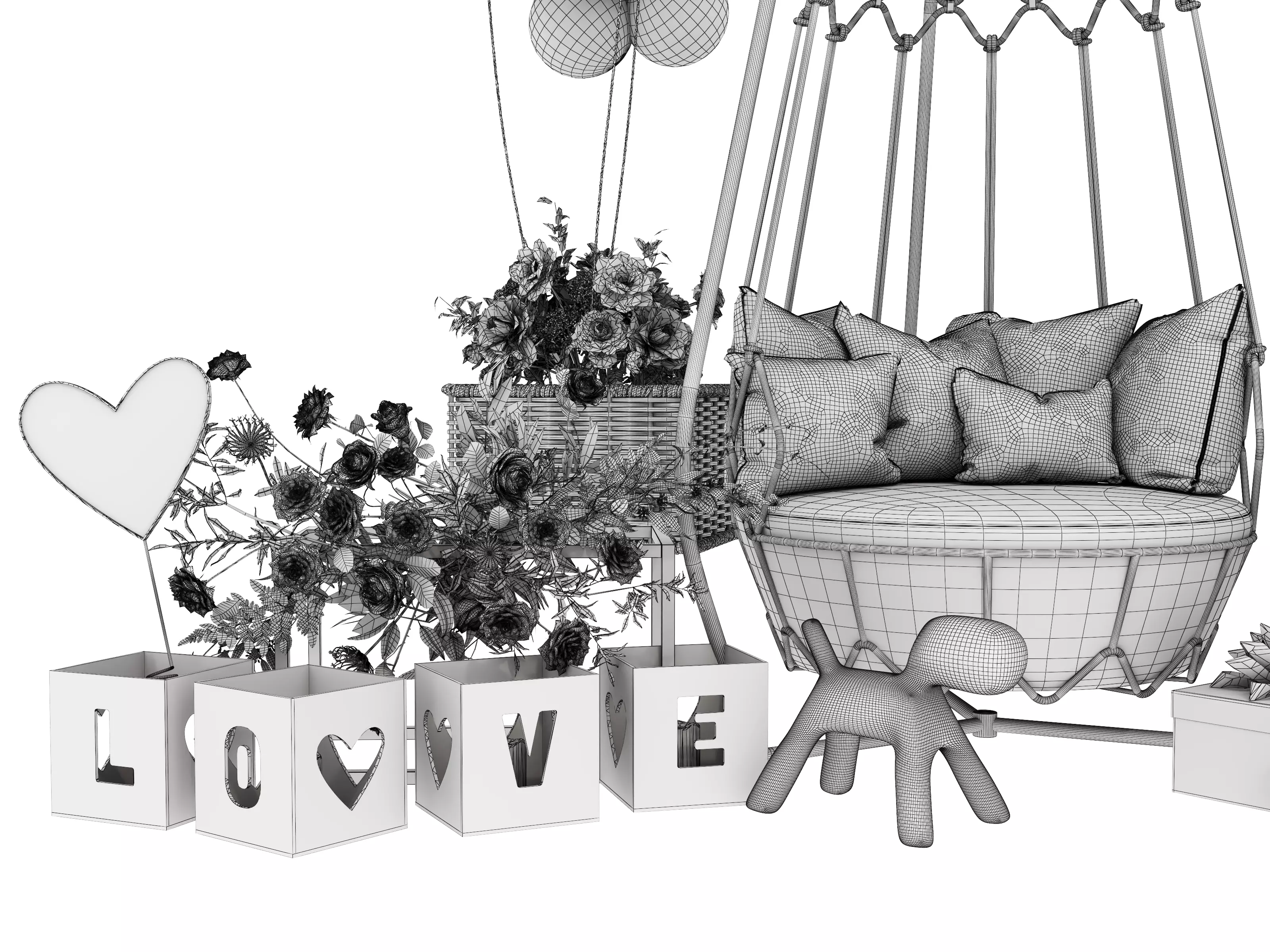 Party Balloons and Letters Low-poly 3D model_18