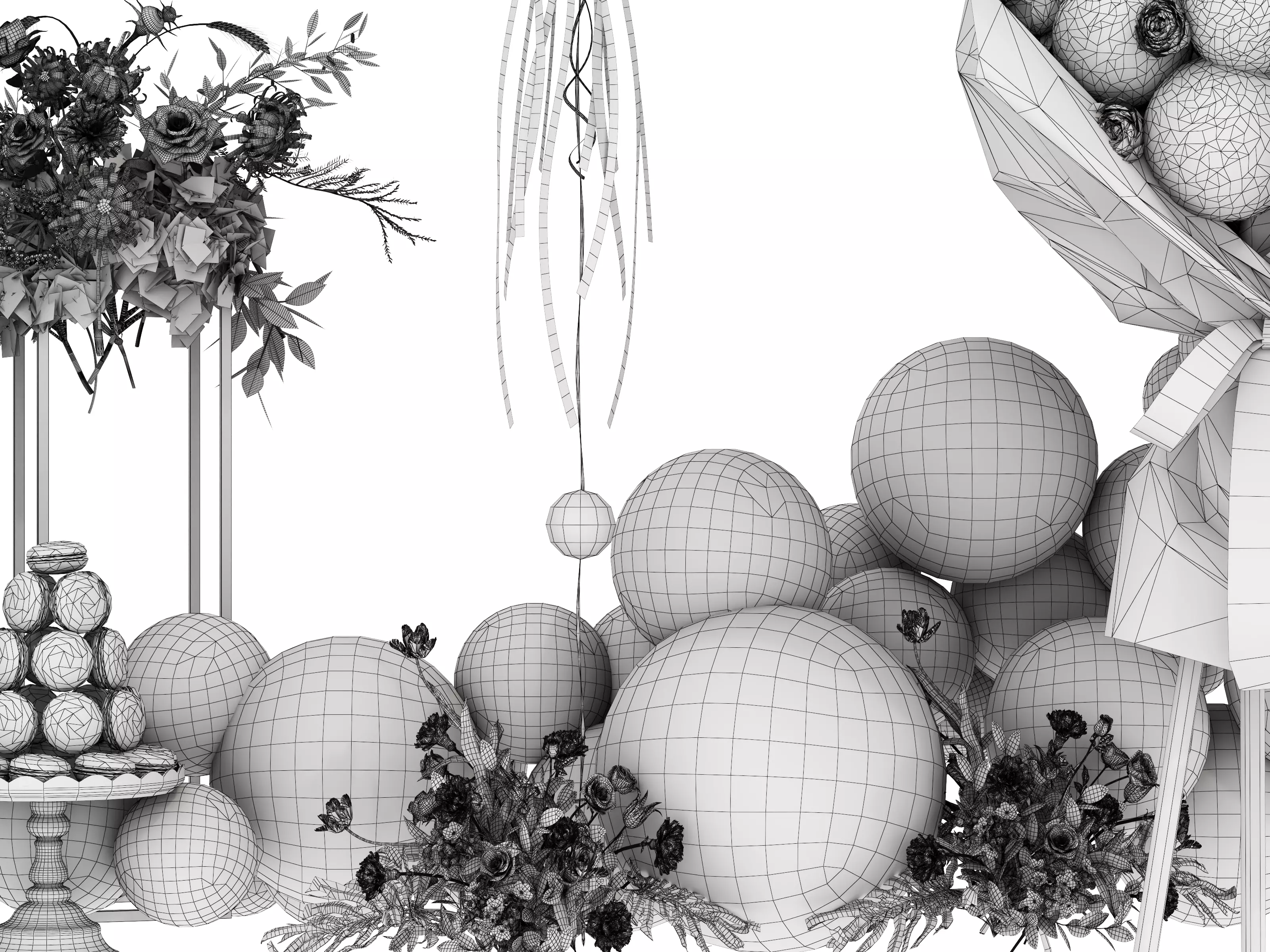 Party Balloons and Letters Low-poly 3D model_21