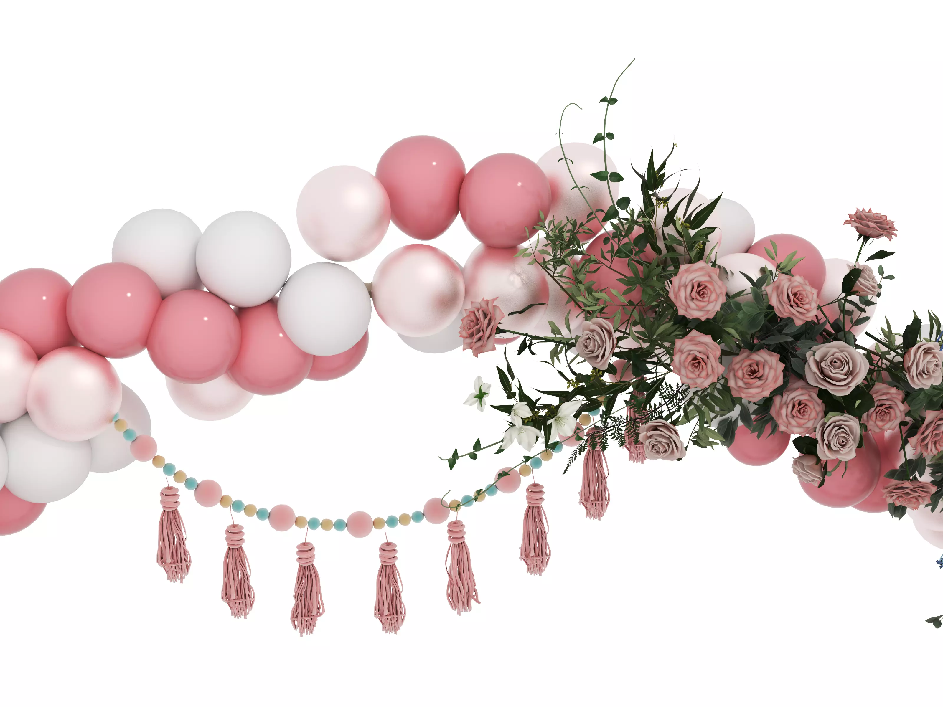 Party Balloons and Letters Low-poly 3D model_8