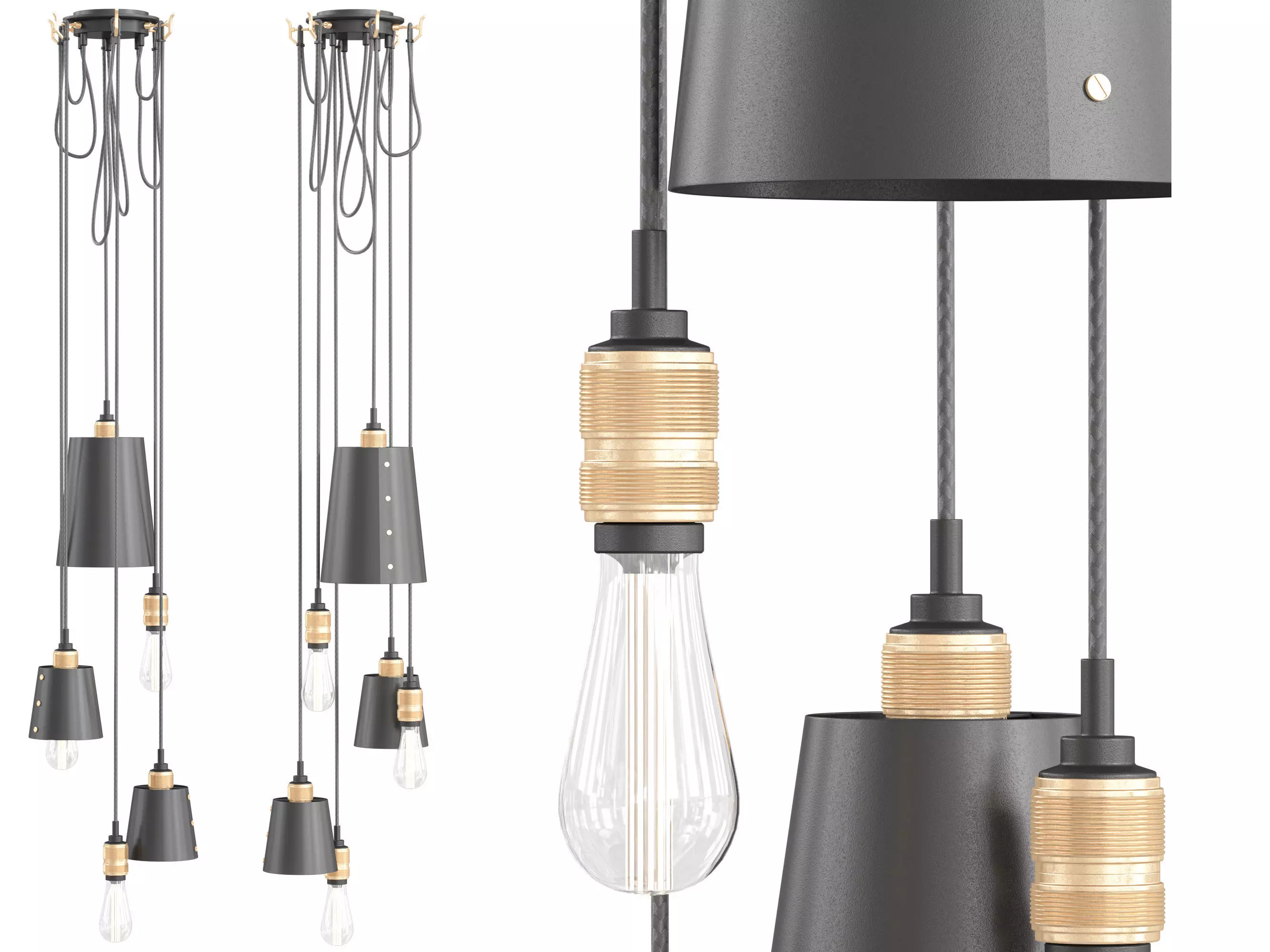 Hook Pendant-6Light 3D model_2