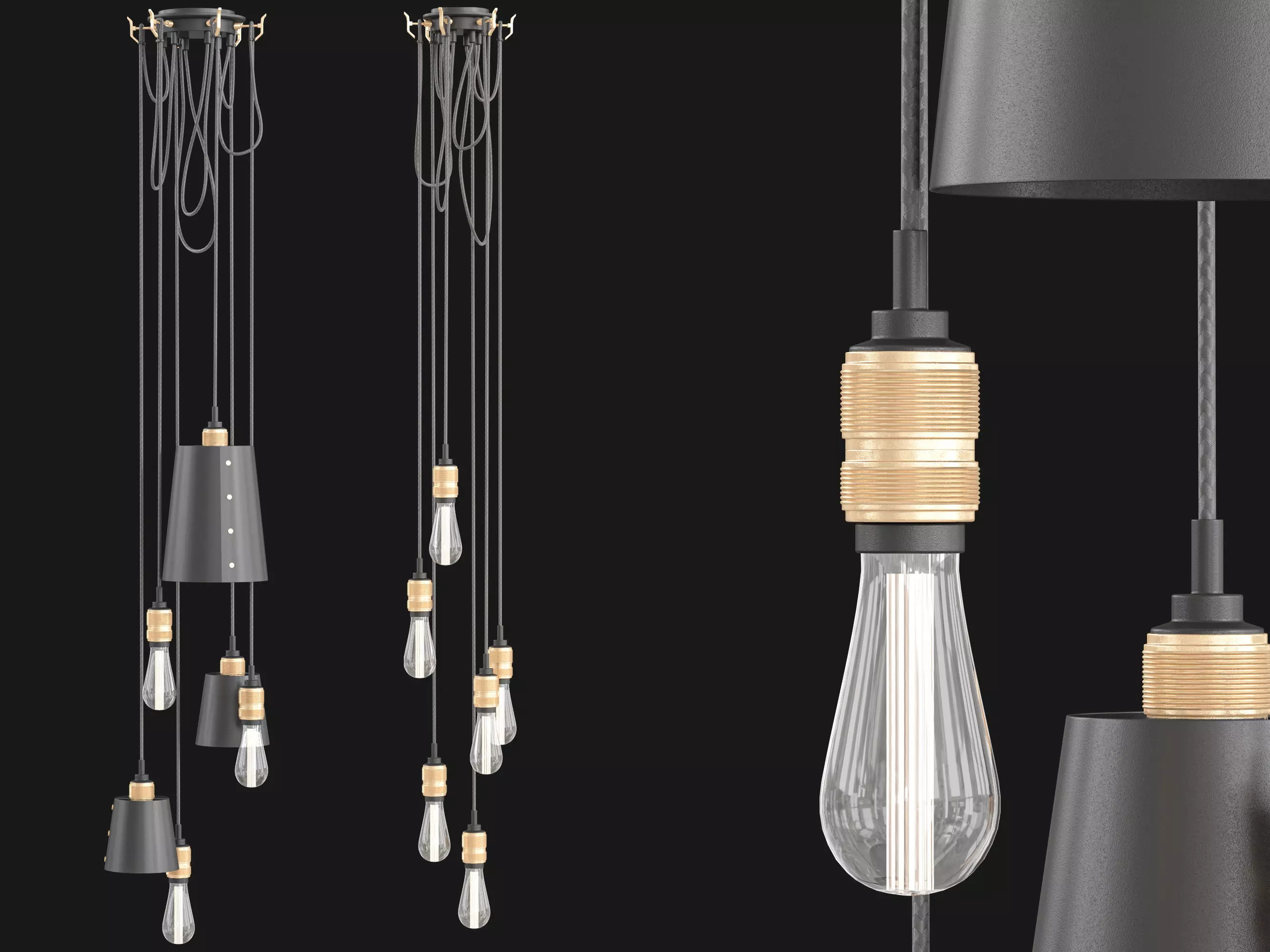 Hook Pendant-6Light 3D model_1