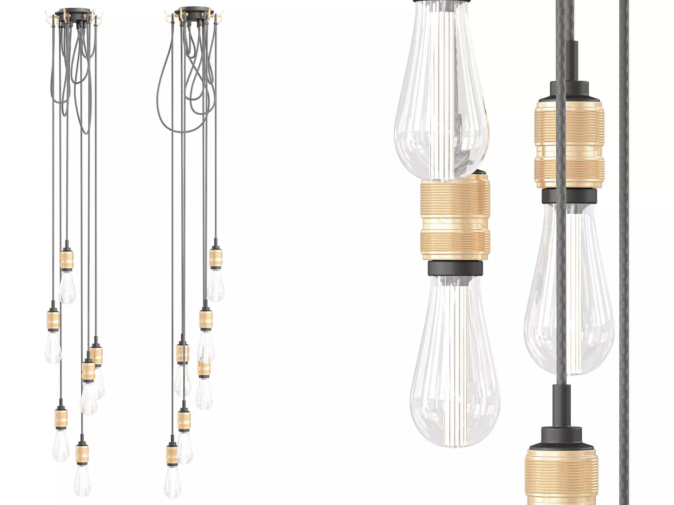 Hook Pendant-6Light 3D model_6