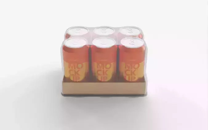 Orange Soda Can Pack of 6 3D model 4