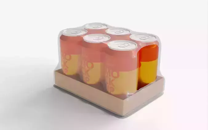 Orange Soda Can Pack of 6 3D model 2