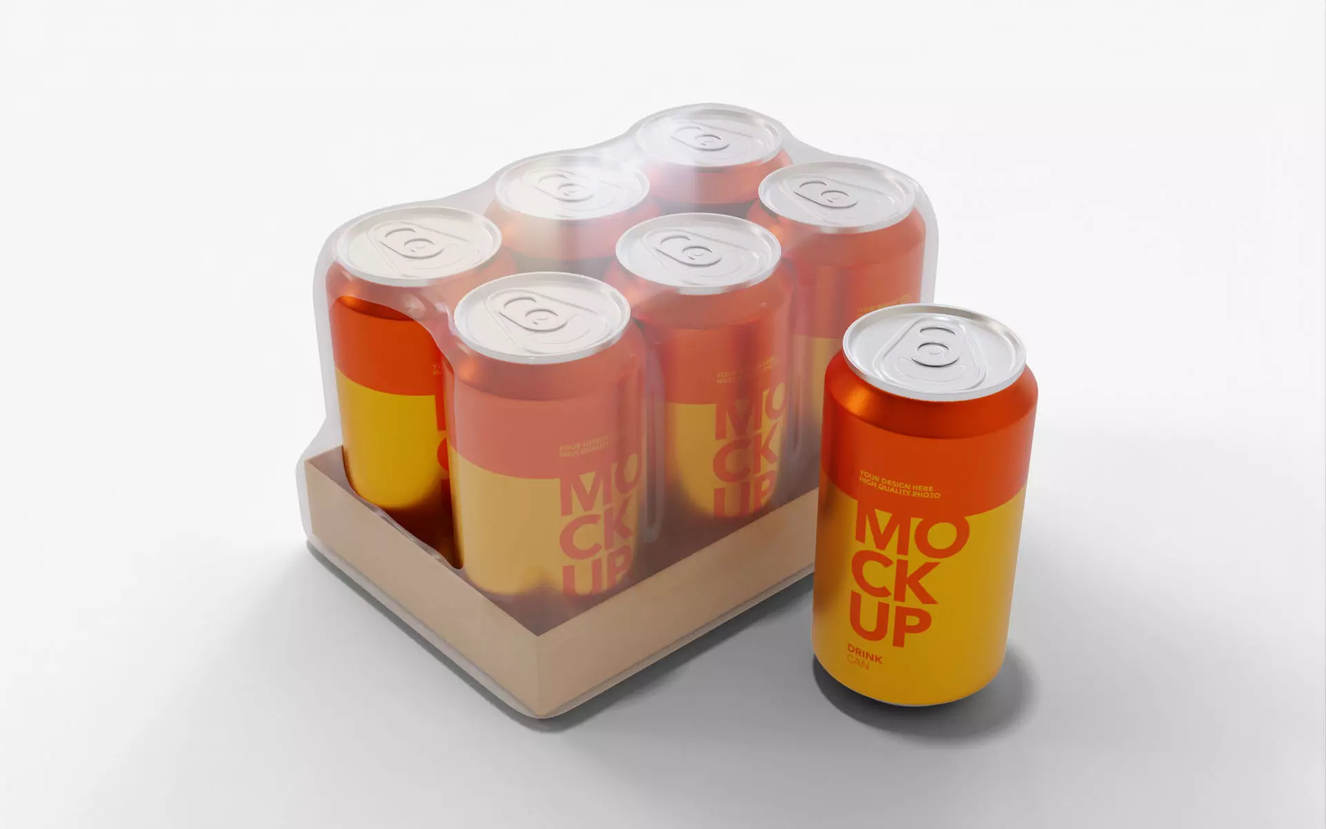 Orange Soda Can Pack of 6 3D model_4