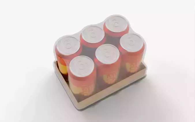 Orange Soda Can Pack of 6 3D model 3