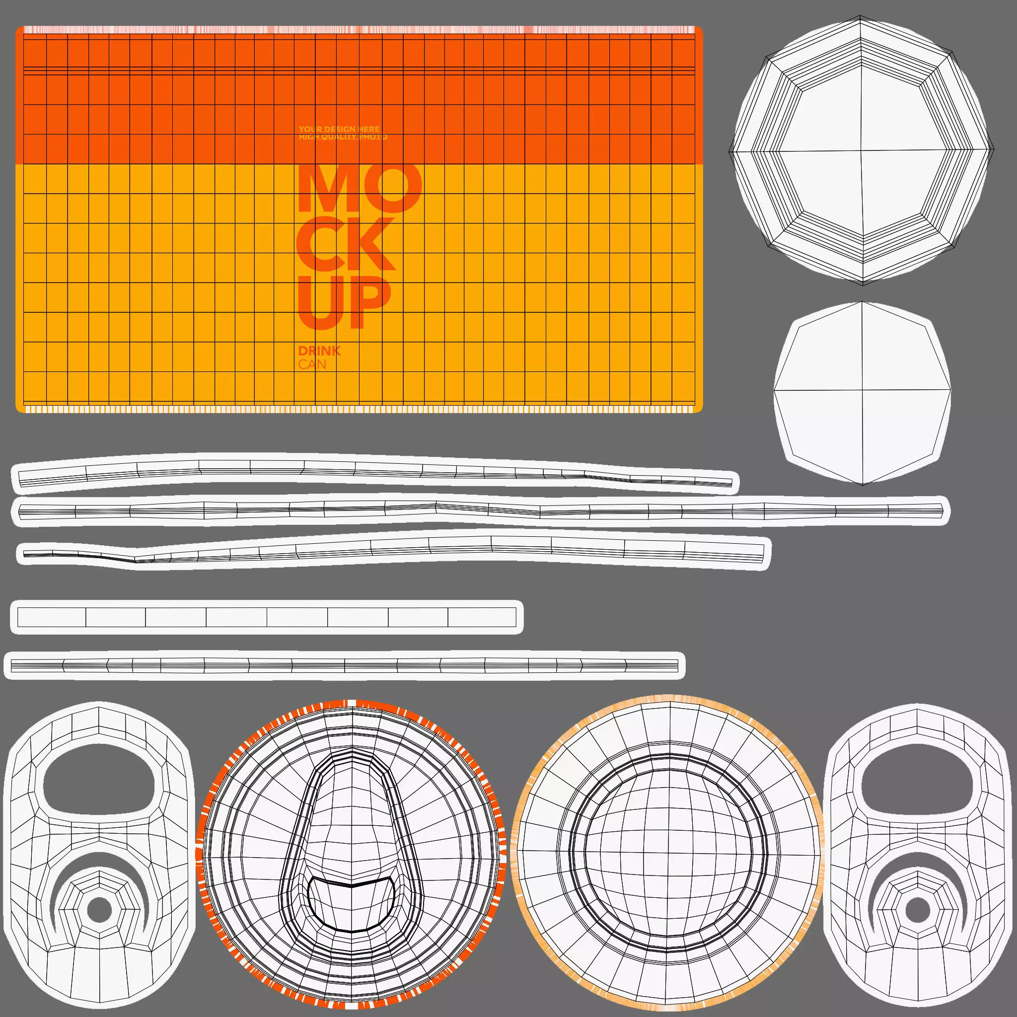 Orange Soda Can Pack of 6 3D model_16