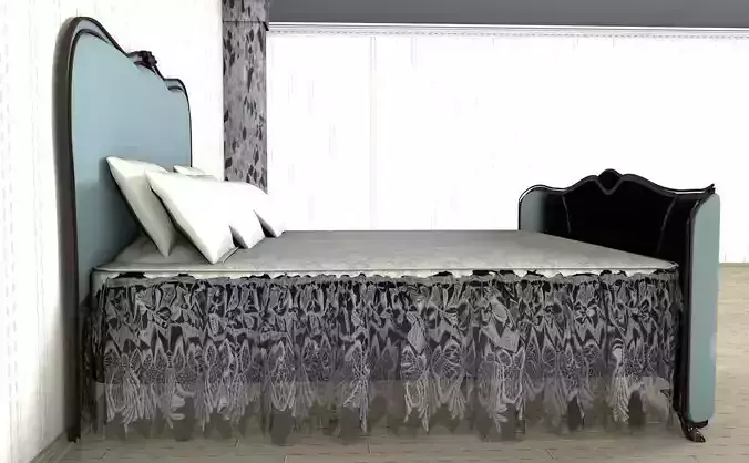 Bed with wooden classical ornaments  