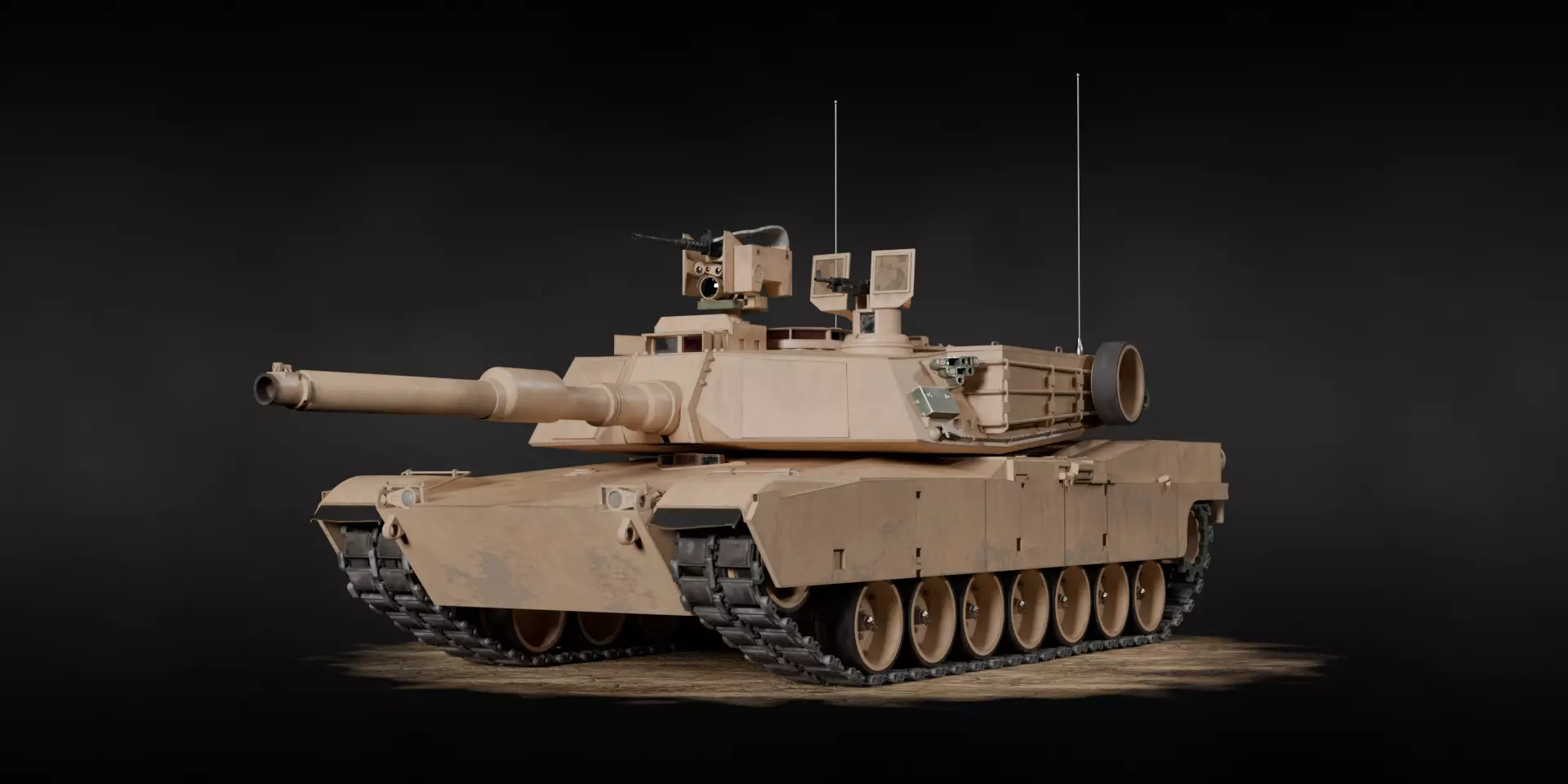 Tank m1 abrams Low-poly 3D model_2