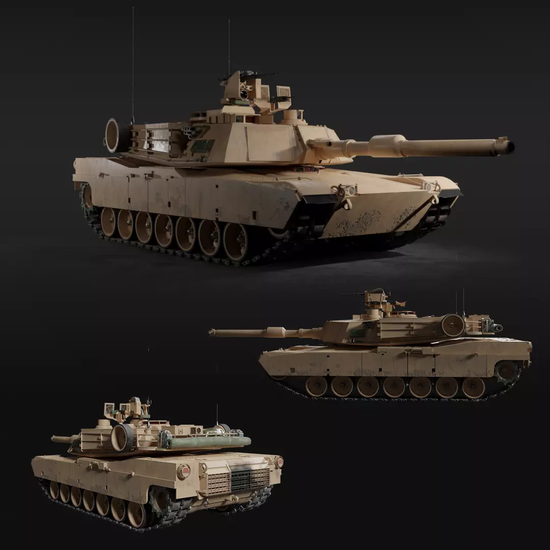 Tank m1 abrams Low-poly 3D model_17
