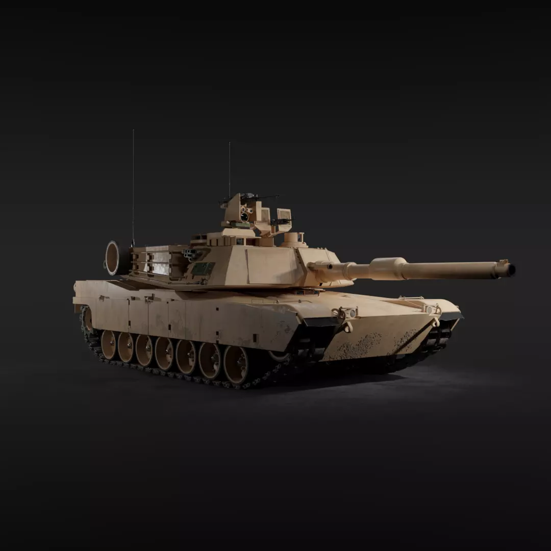 Tank m1 abrams Low-poly 3D model_14