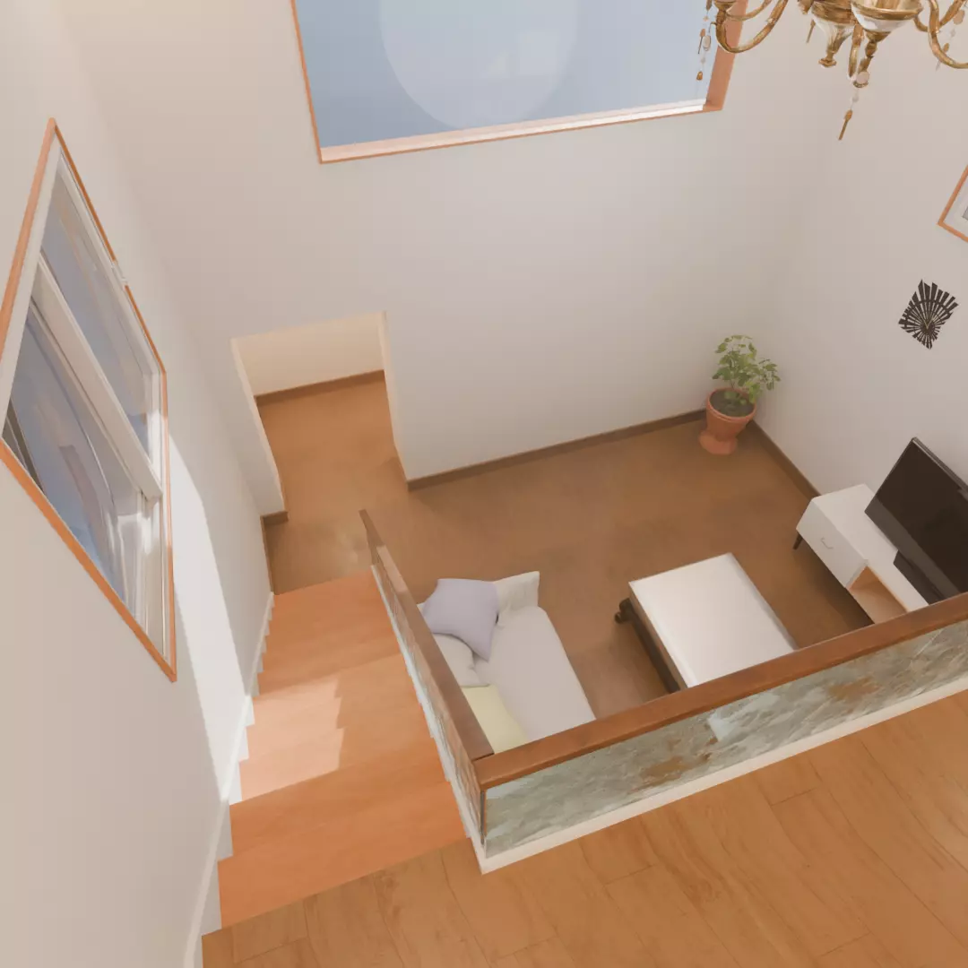 A room with a loft bed area 3D model_8