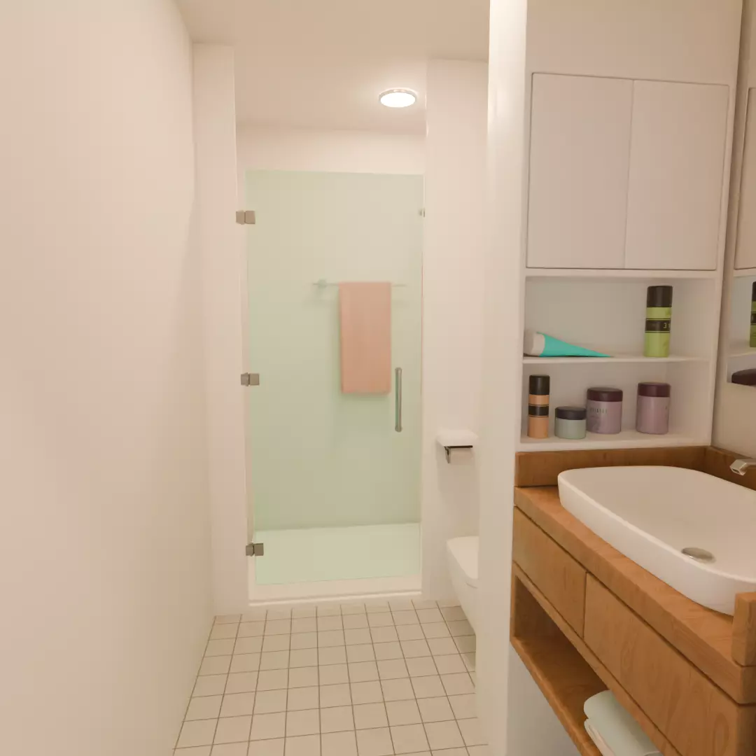 A room with a loft bed area 3D model_6