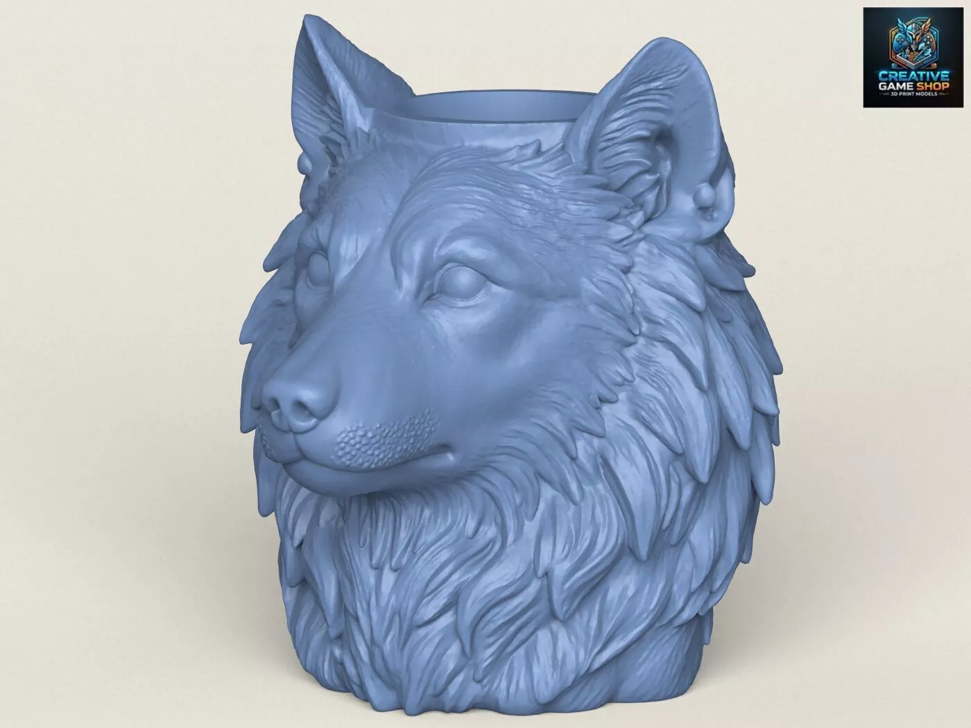Wolf Animal Head Vase 3D print model