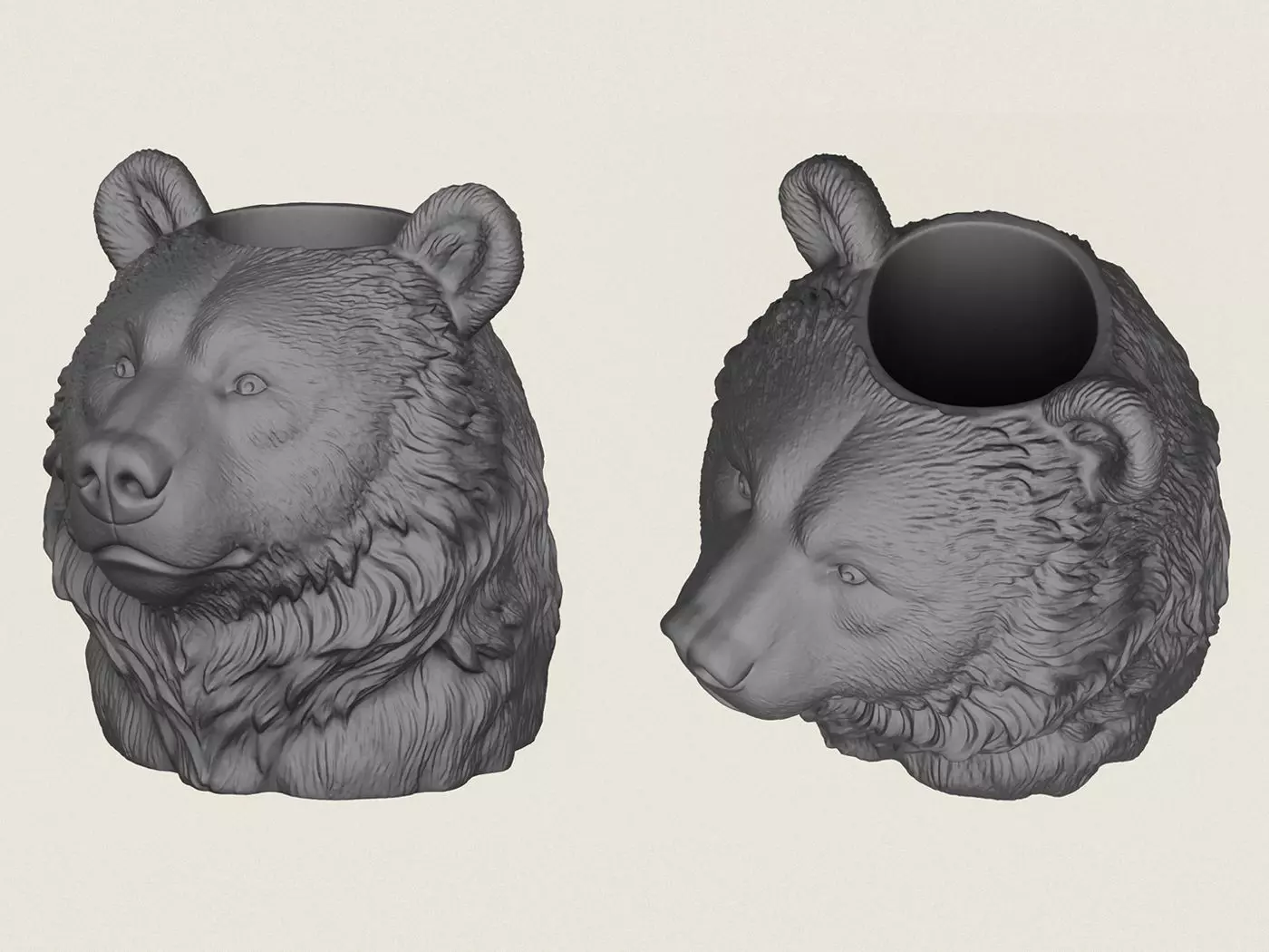 Bear Head Vase Print Ready 3D Model 3D print model_0