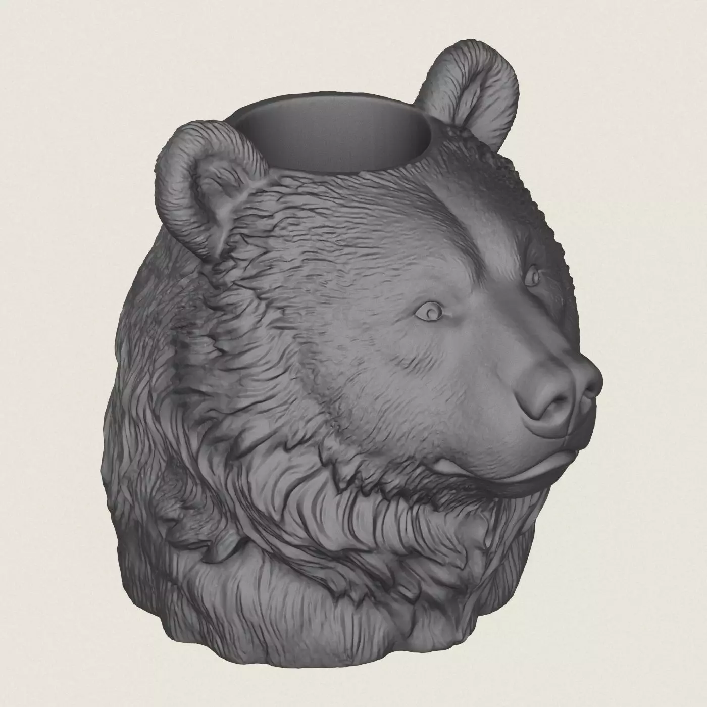 Bear Head Vase Print Ready 3D Model 3D print model_5