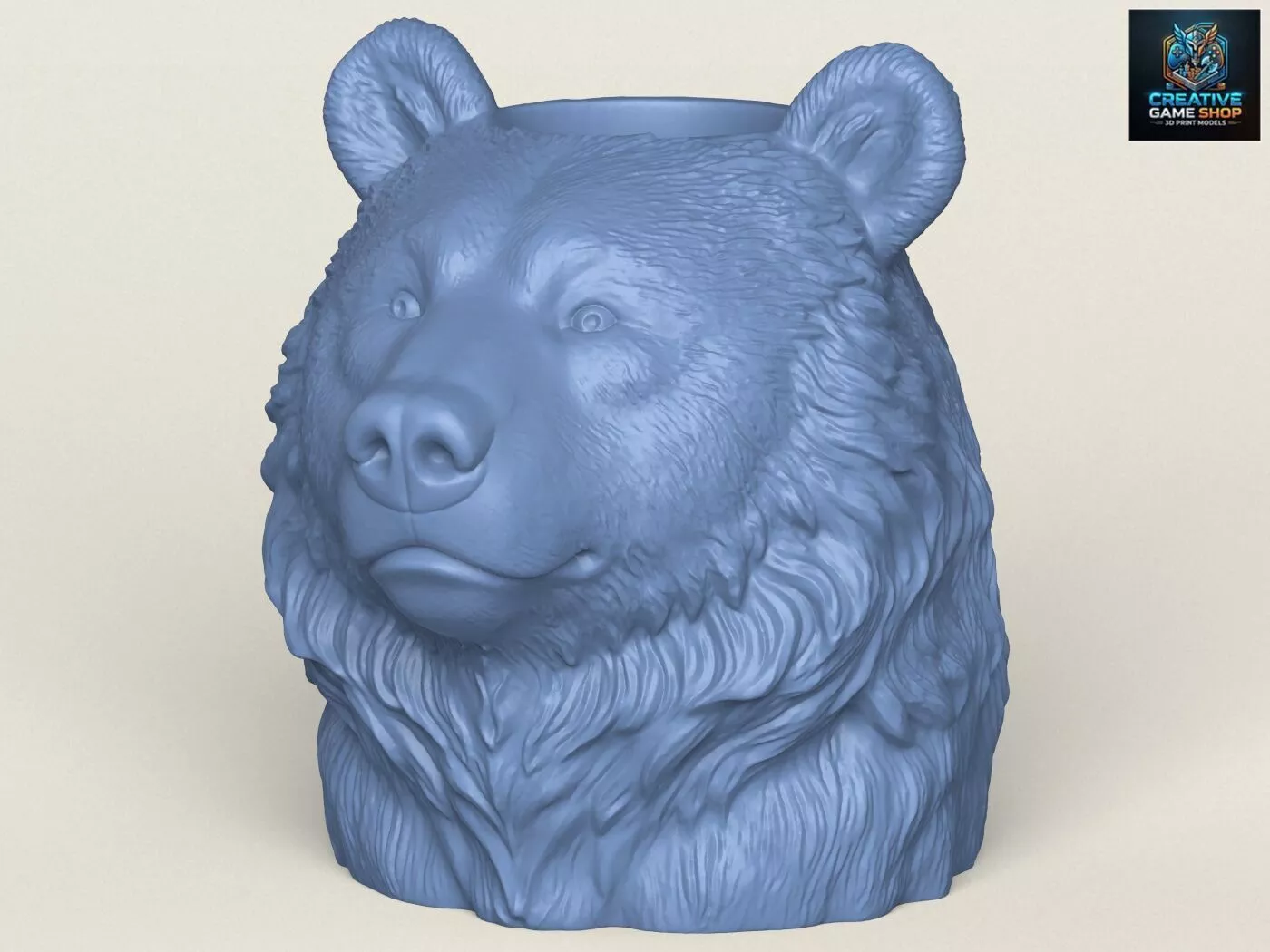 Bear Animal Head Vase 3D print model