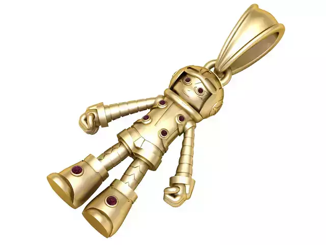 Gold Robot Pendant  3D Printable Model 