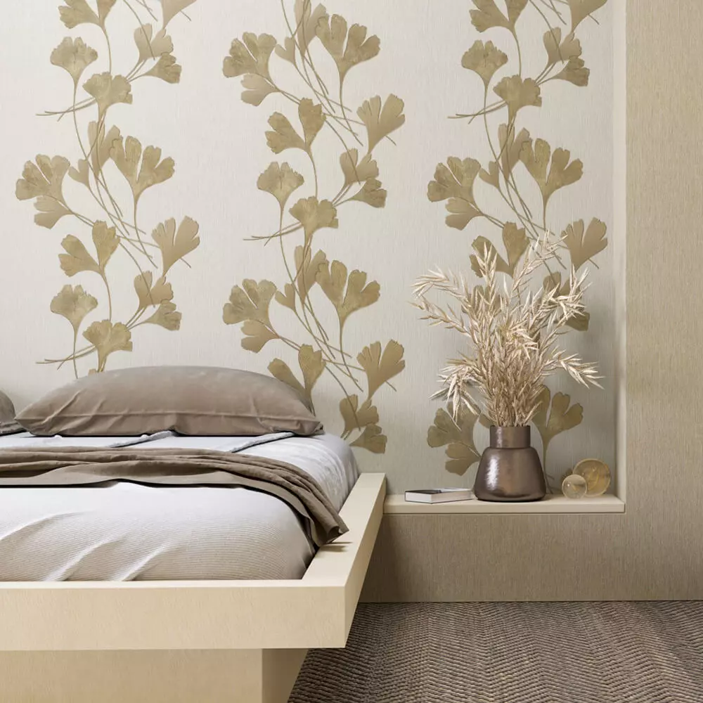 Ginkgo Gold Botanical Wallpaper Texture