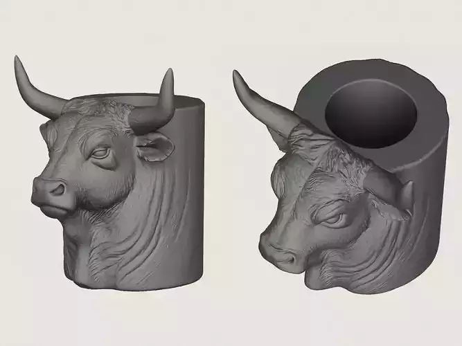 Indian Bull Plant Pot Print Ready 3D Model
