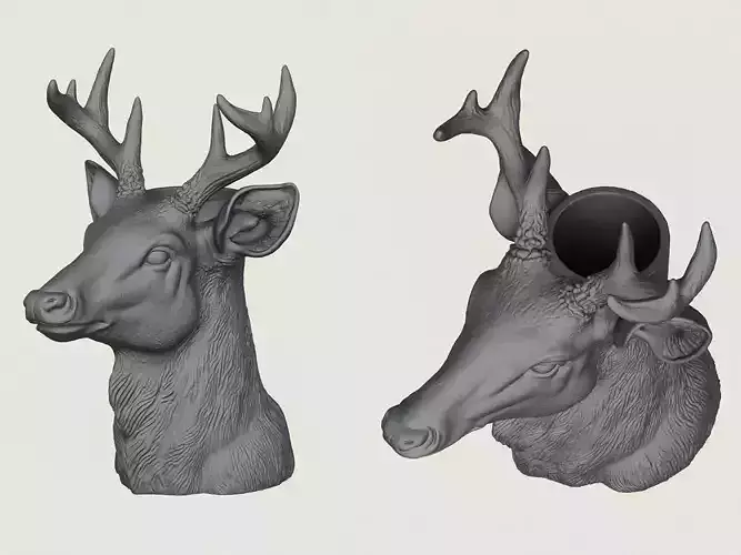 Deer Head Vase Print Ready 3D Model