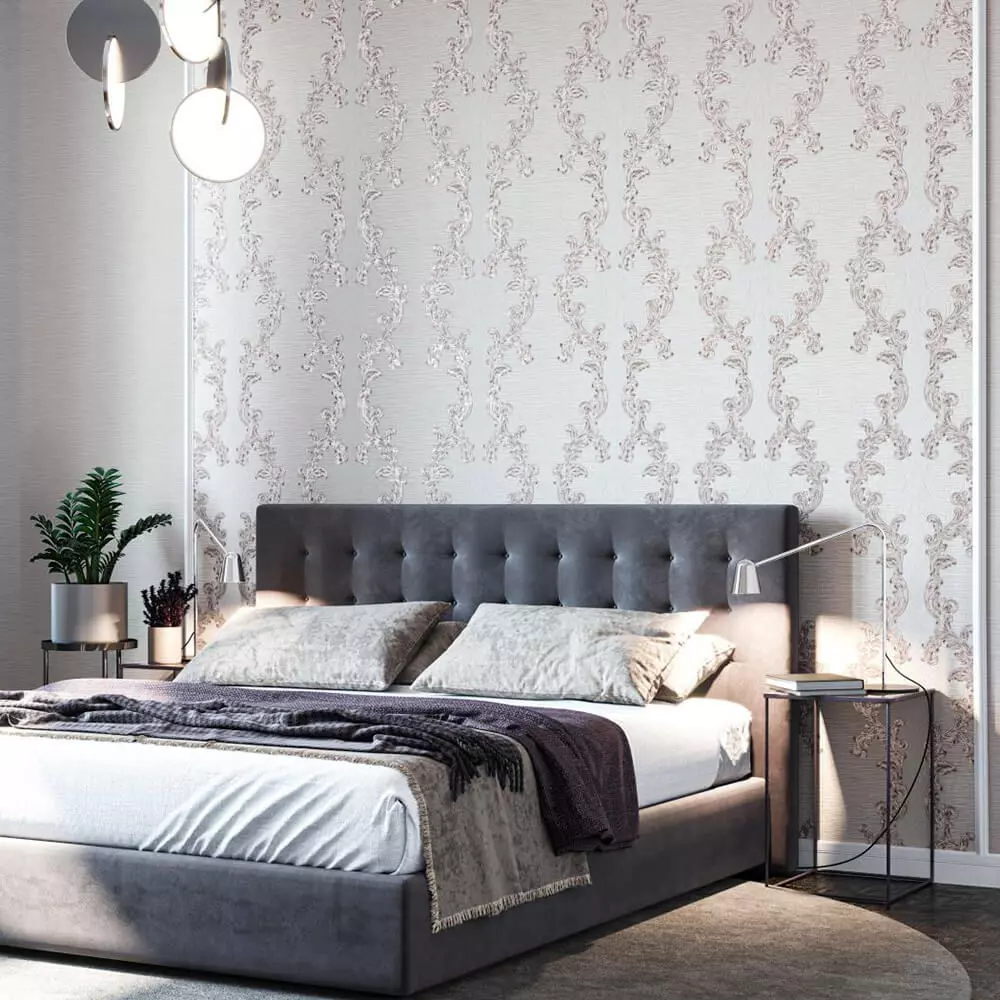 Baroque Silver Scroll Wallpaper Texture_0