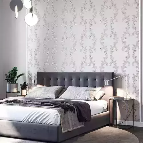 Baroque Silver Scroll Wallpaper 