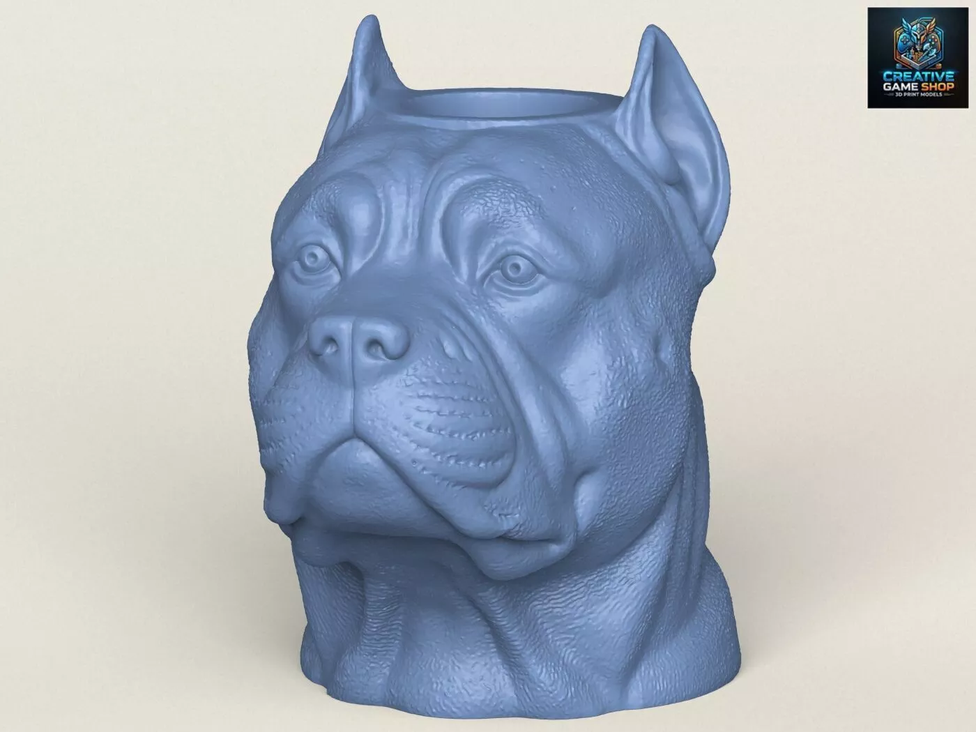 Pit Bull Dog Face Vase 3D print model