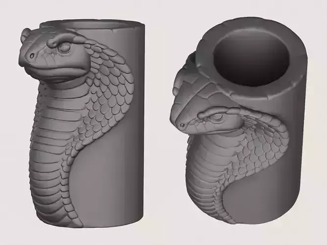 Cobra Snake Head Vase Print Ready 3D Model