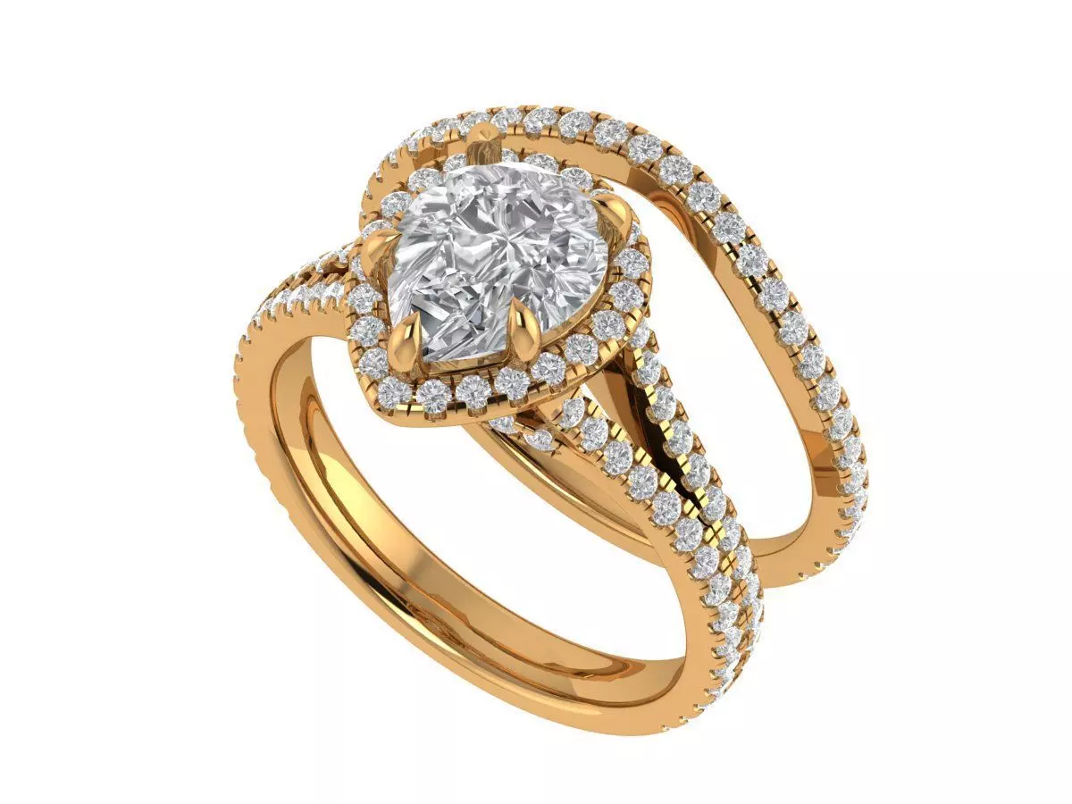 Pear Engagement Ring 3D print model_2