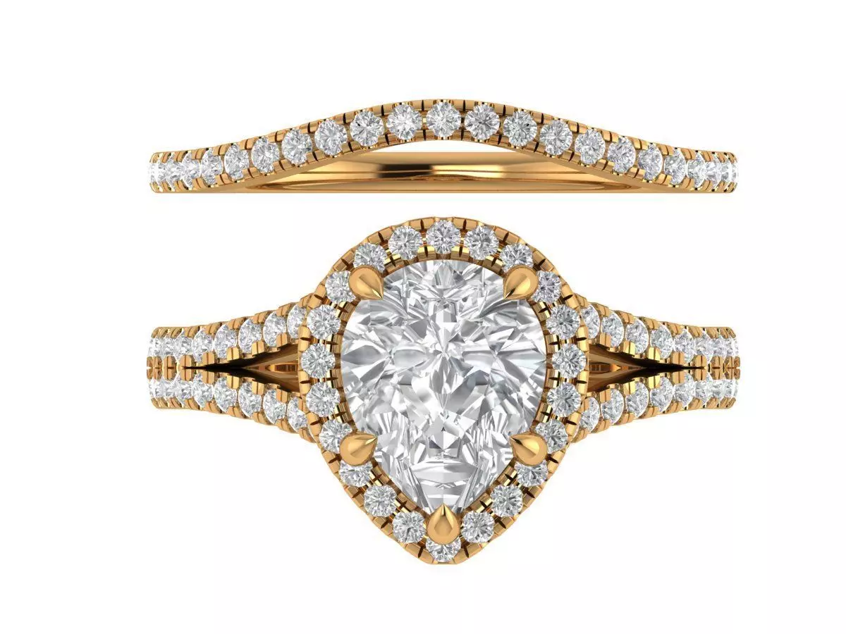 Pear Engagement Ring 3D print model_1