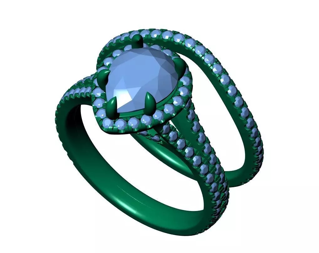 Pear Engagement Ring 3D print model_7