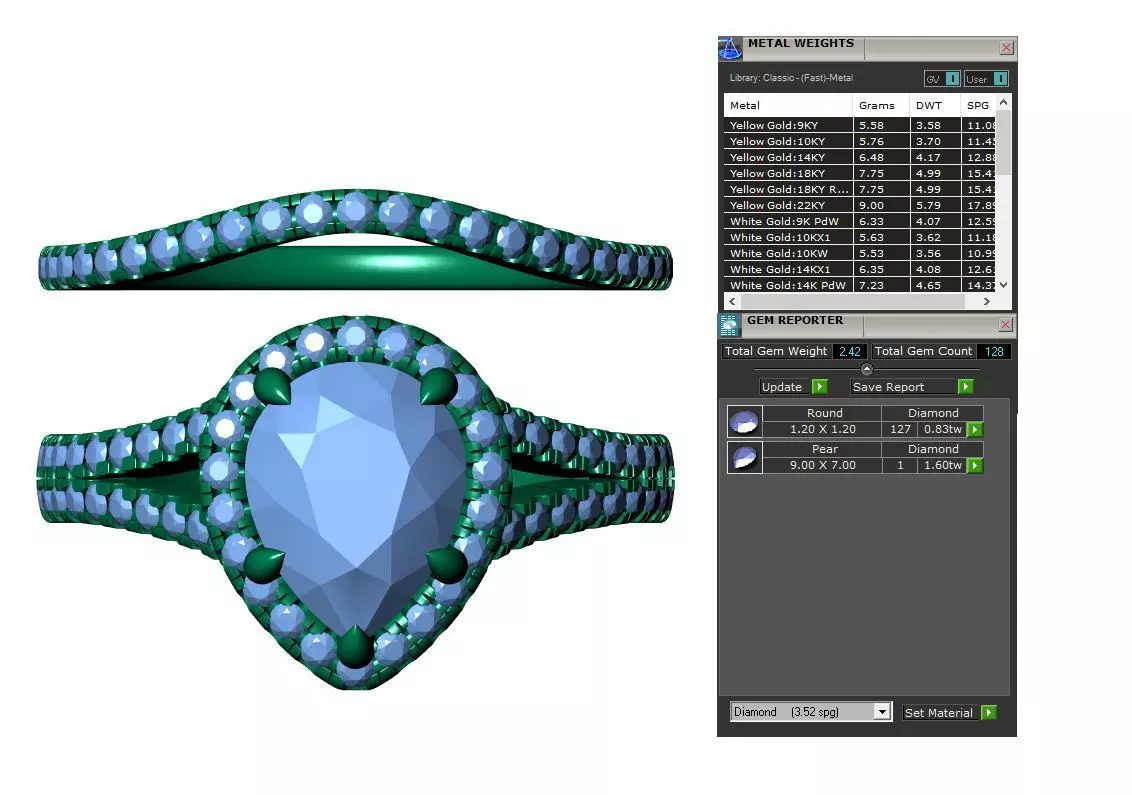 Pear Engagement Ring 3D print model_9