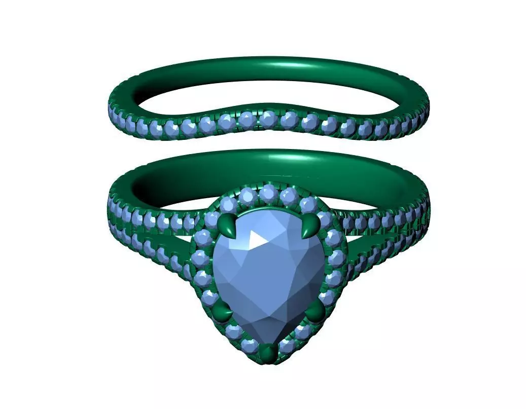 Pear Engagement Ring 3D print model_11