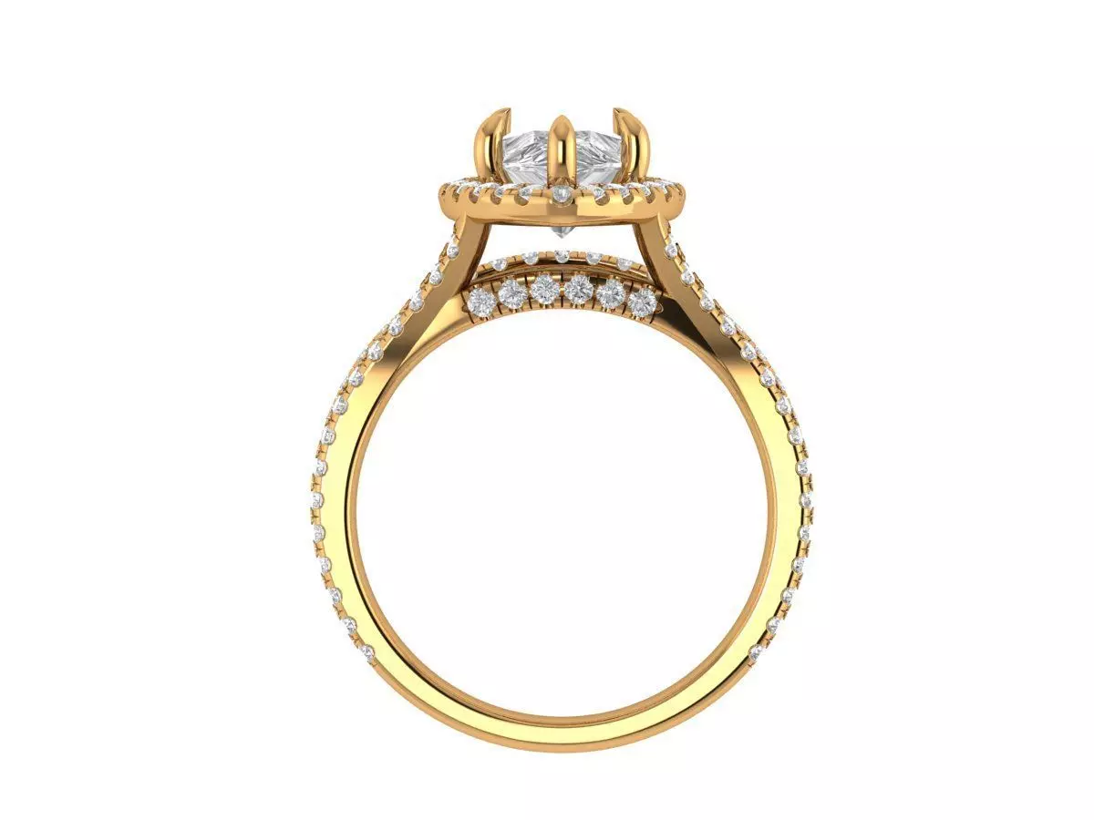 Pear Engagement Ring 3D print model_5