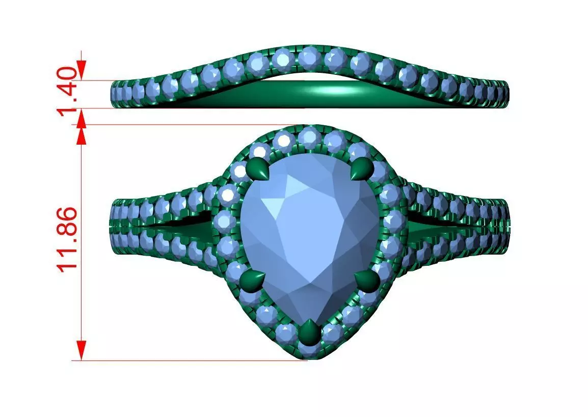 Pear Engagement Ring 3D print model_10
