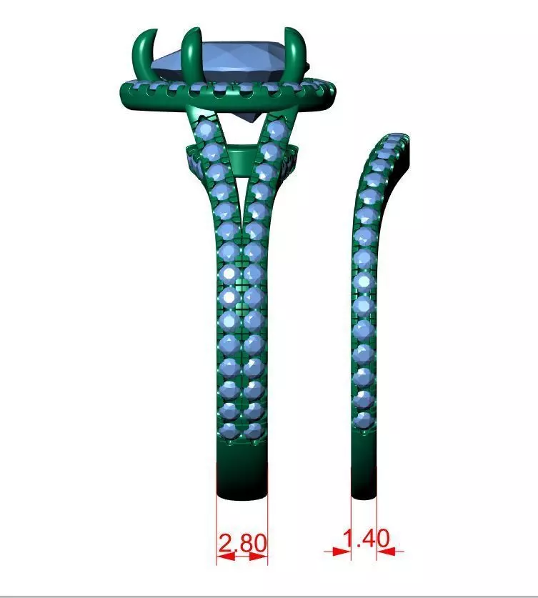 Pear Engagement Ring 3D print model_8