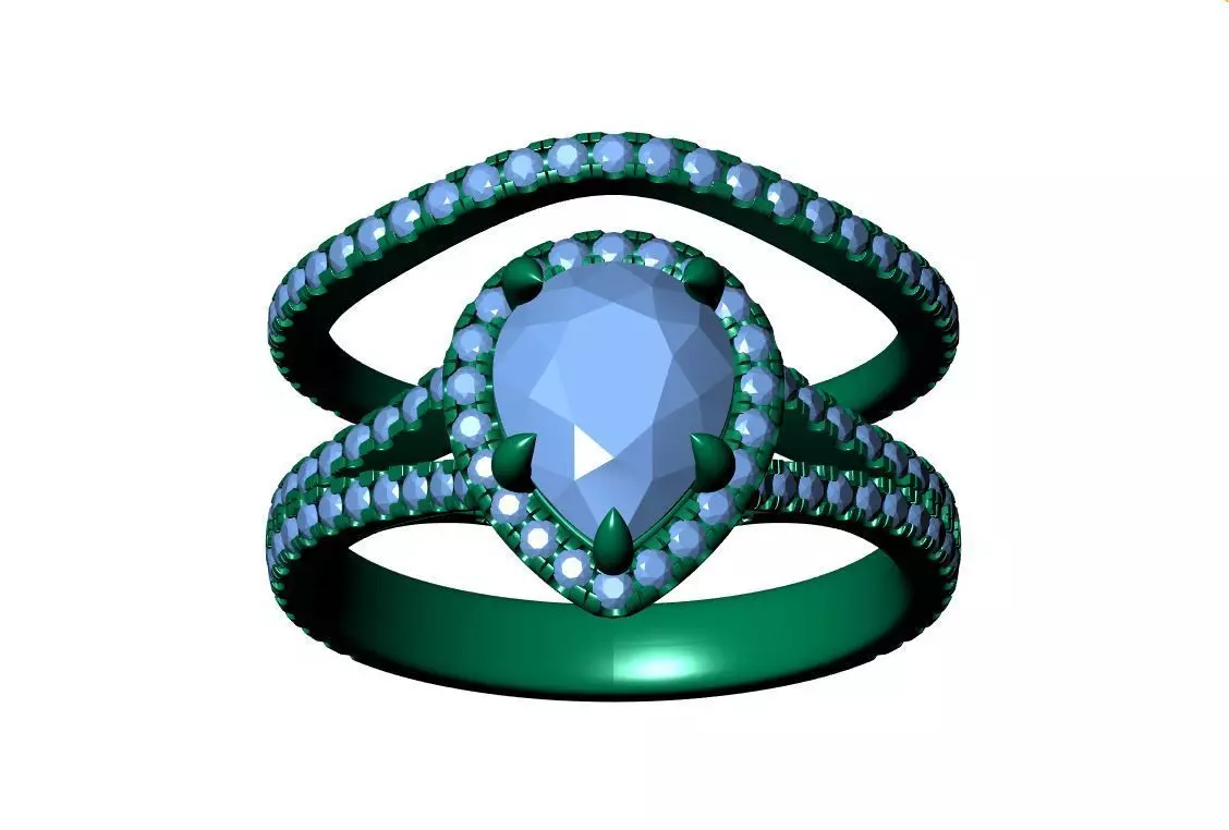 Pear Engagement Ring 3D print model_12