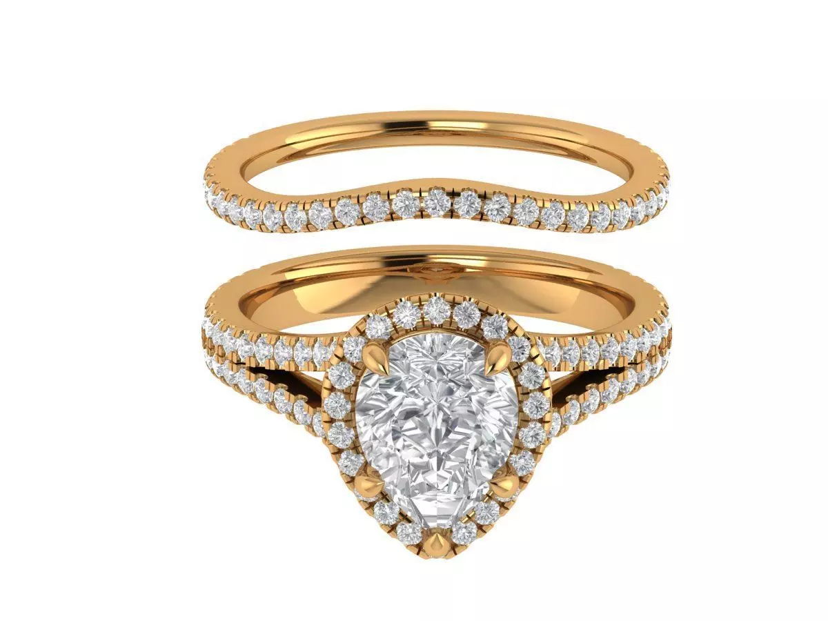 Pear Engagement Ring 3D print model_0